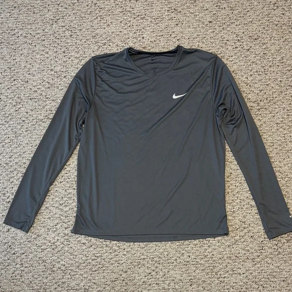 Nike Gray Long Sleeve Performance Tee - Picture 1 of 4